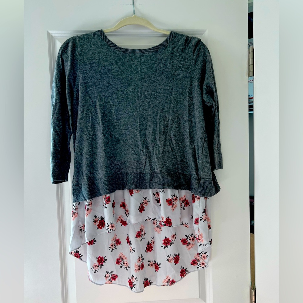 Longsleeve Sweater with Blouse detail underneath by Loft